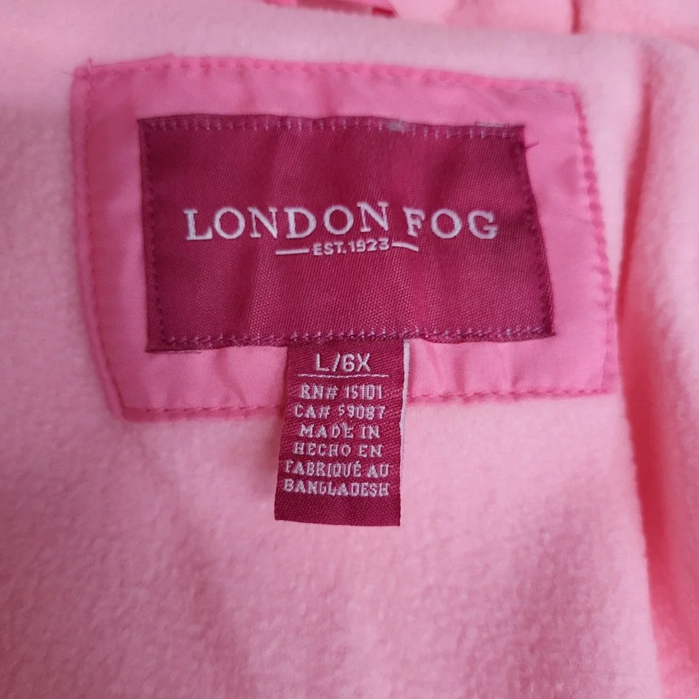NWT London Fog‎ Kids Size L 6X Puffer Jacket Pink Hooded Zip Front Insulated